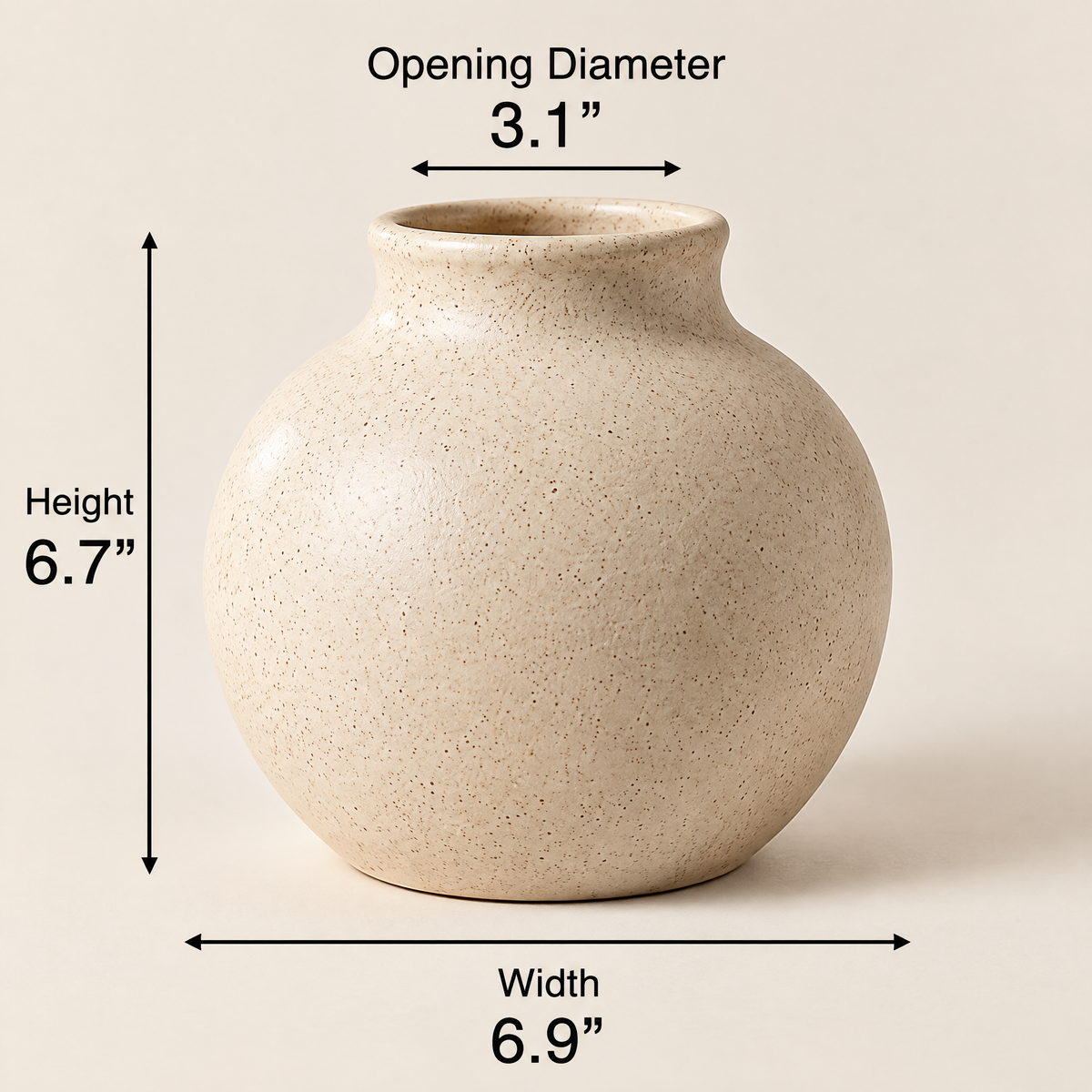 Gavqori™ Ivory Speckled Round Ceramic Vase