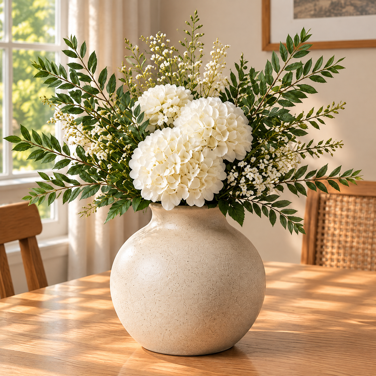 Gavqori™ Ivory Speckled Round Ceramic Vase
