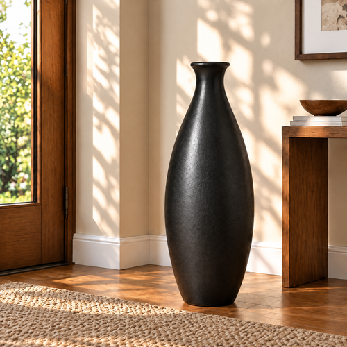 Gavqori™ Matte Black Tall Ceramic Vase
