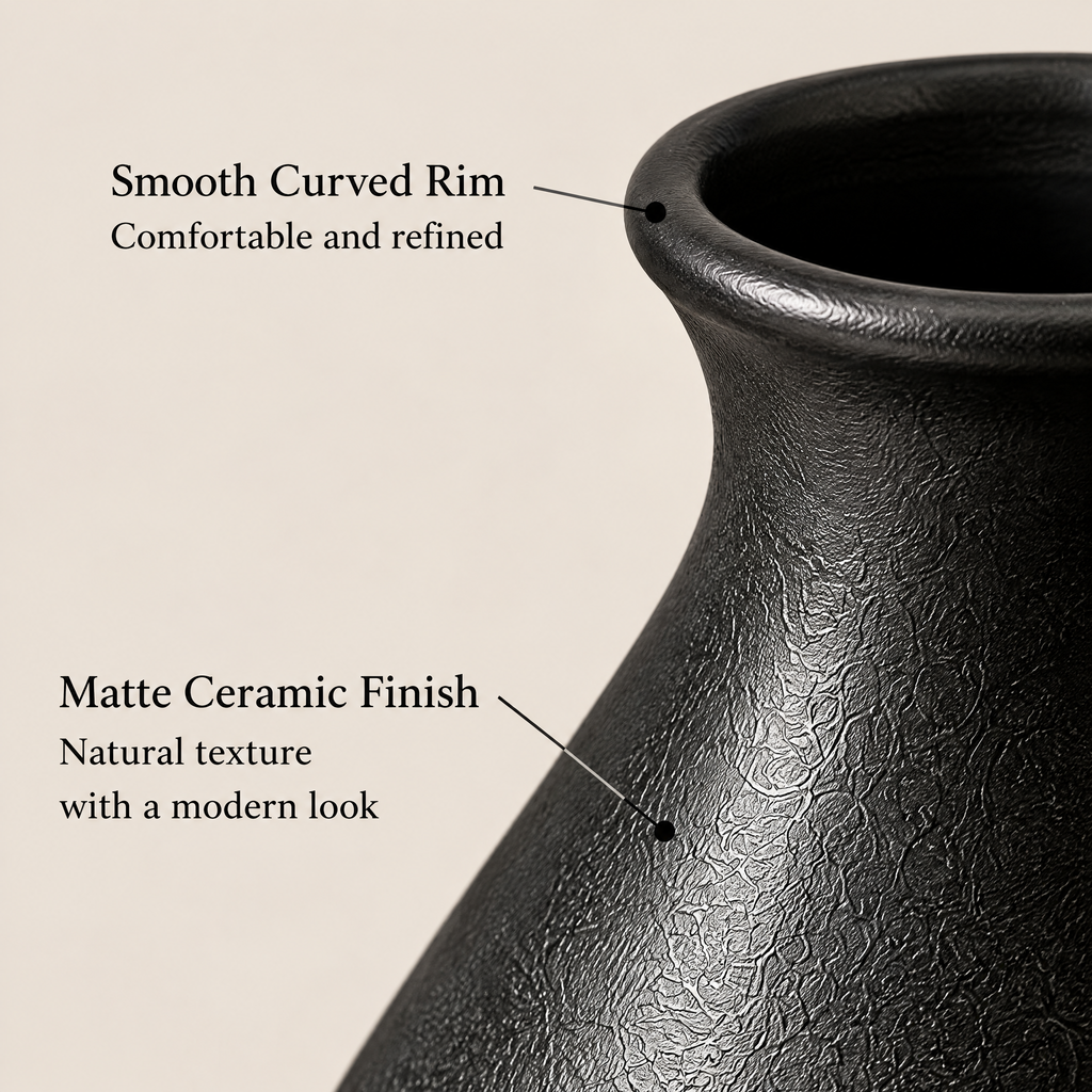 Gavqori™ Matte Black Tall Ceramic Vase