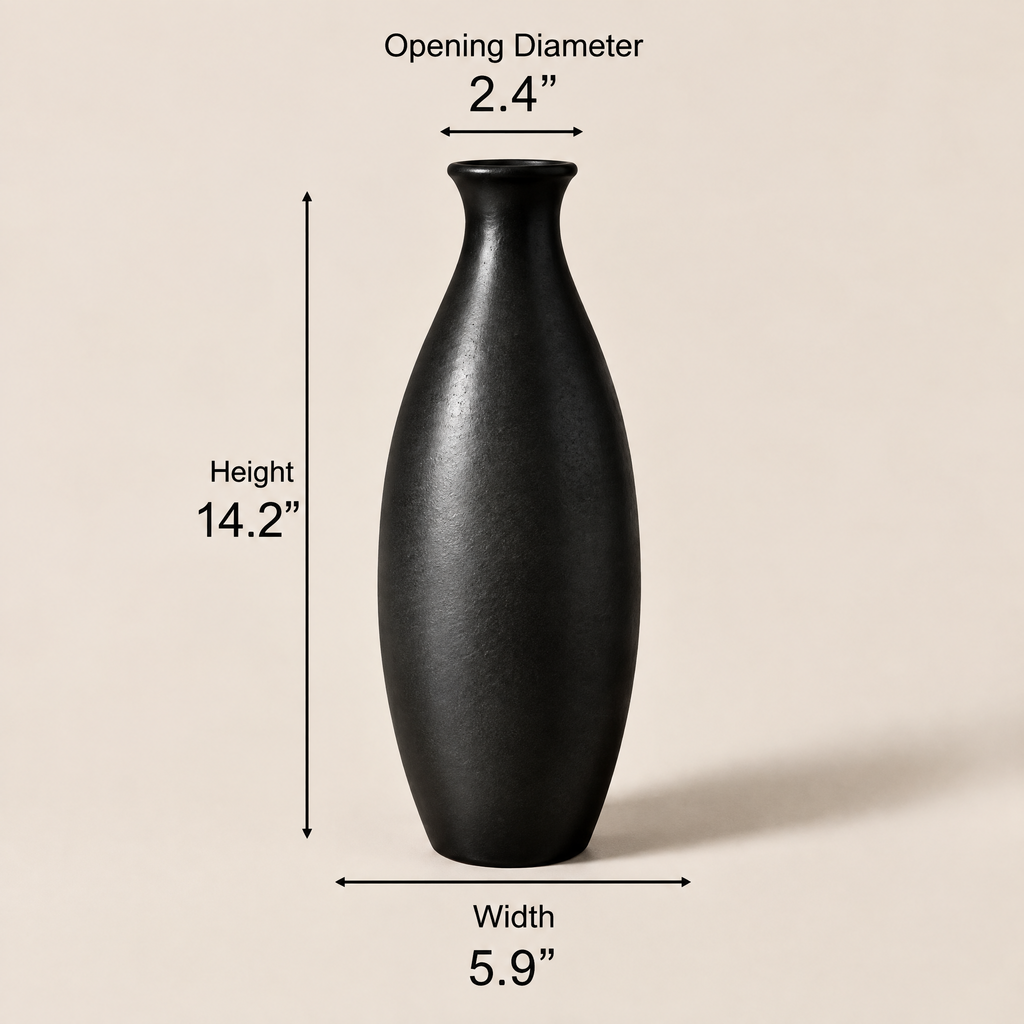 Gavqori™ Matte Black Tall Ceramic Vase