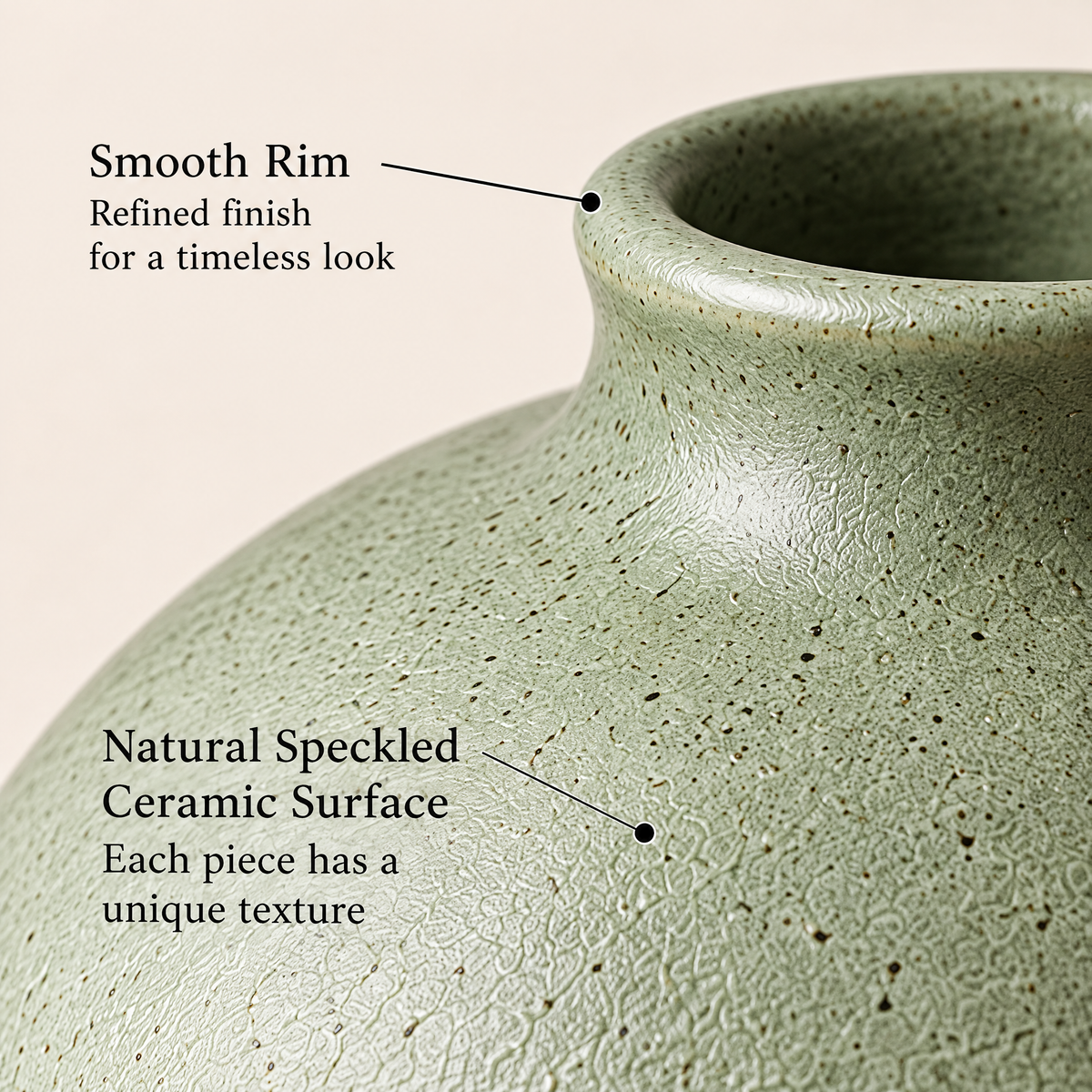 Gavqori™ Sage Speckled Round Vase
