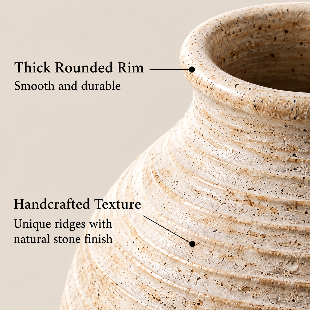 Gavqori™ Ivory Layered Ceramic Tall Vase
