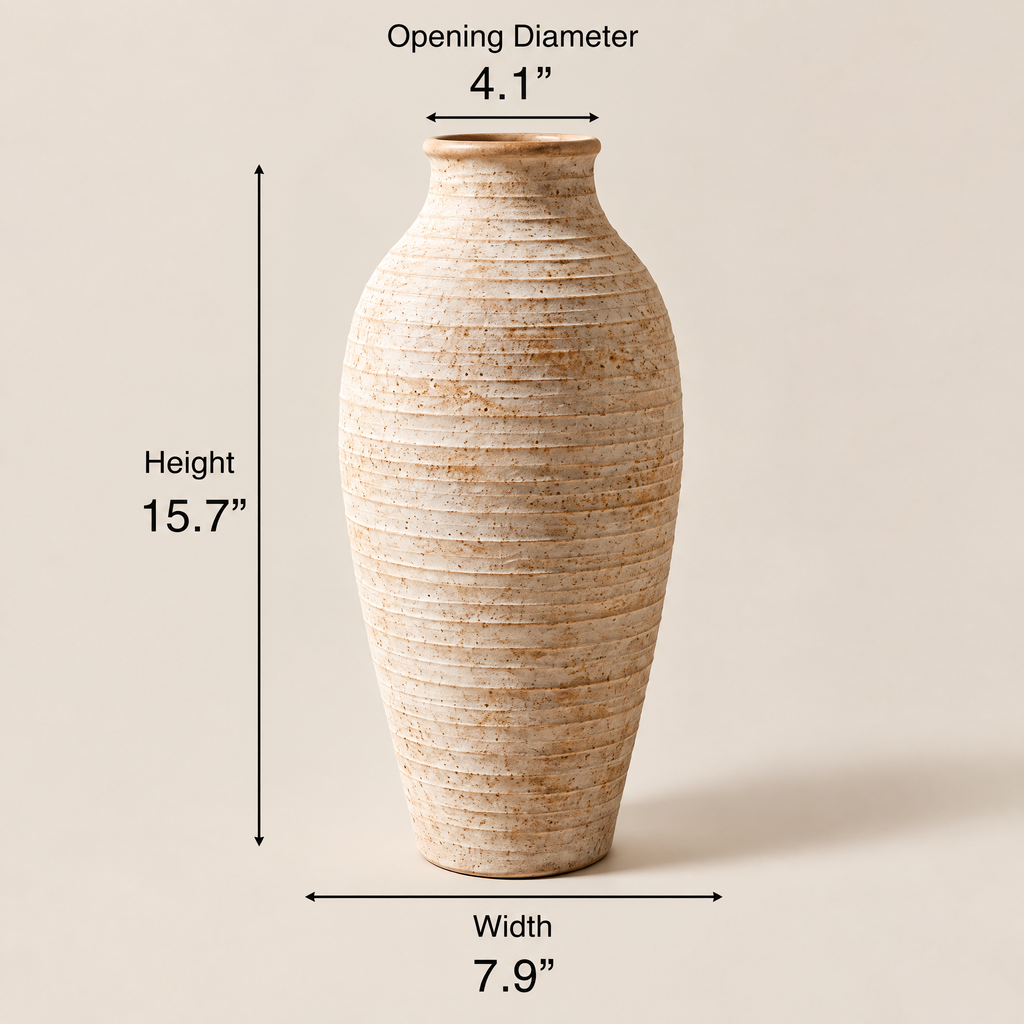 Gavqori™ Ivory Layered Ceramic Tall Vase
