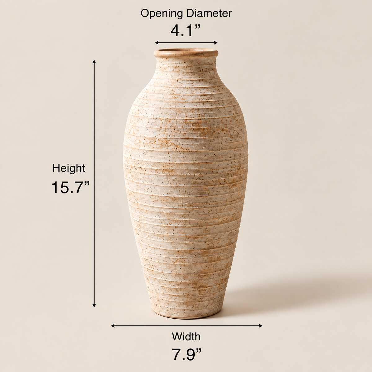 Gavqori™ Ivory Layered Ceramic Tall Vase