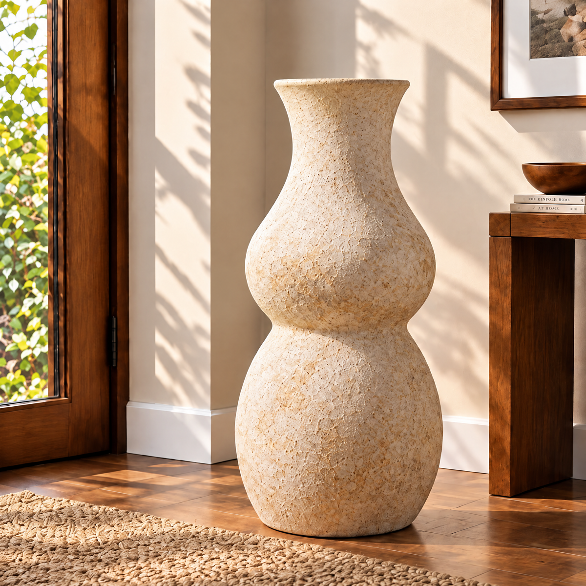 Gavqori™ Ivory Double Bulb Ceramic Vase
