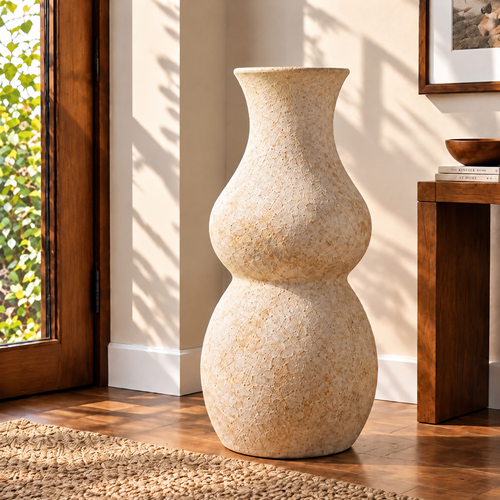 Gavqori™ Ivory Double Bulb Ceramic Vase