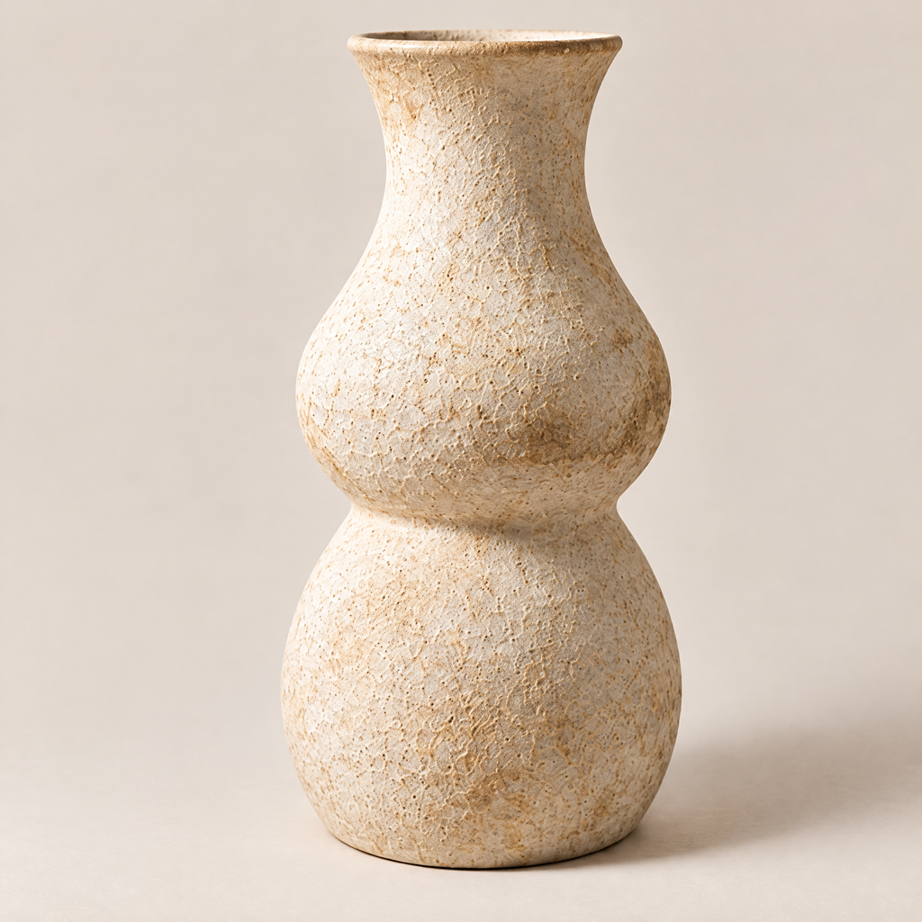 Gavqori™ Ivory Double Bulb Ceramic Vase