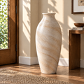 Gavqori™ Ivory Stone Pattern Ceramic Vase