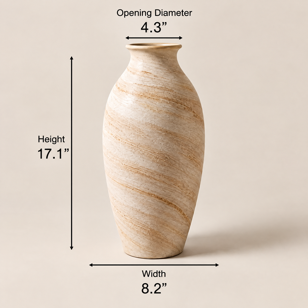 Gavqori™ Ivory Stone Pattern Ceramic Vase