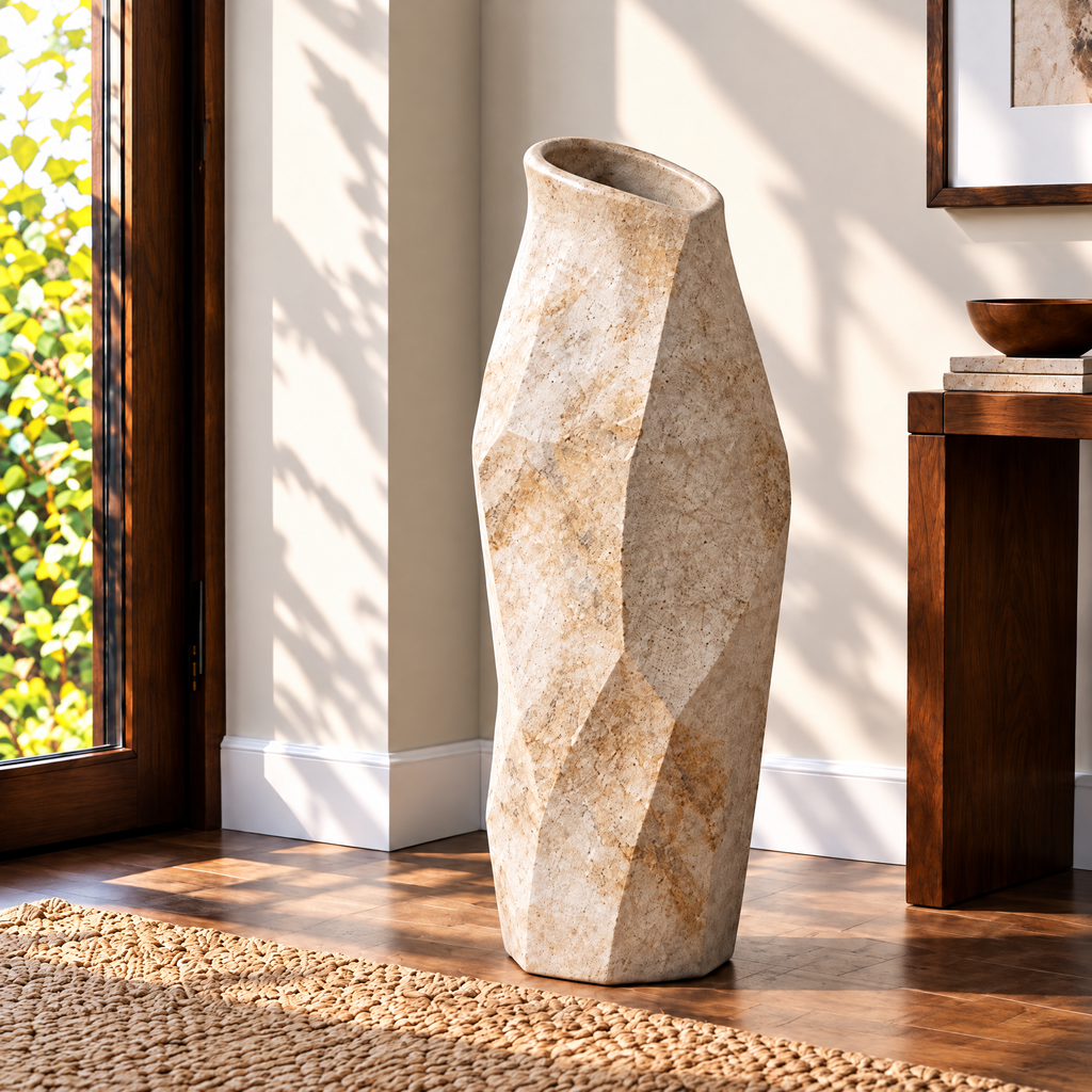 Gavqori™ Faceted Stone Texture Ceramic Vase