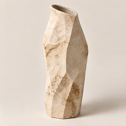 Gavqori™ Faceted Stone Texture Ceramic Vase