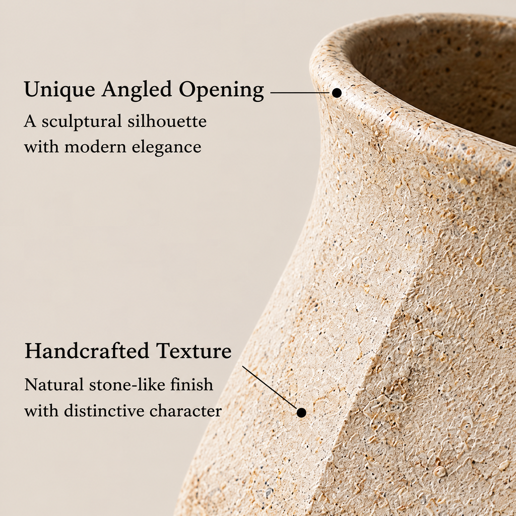 Gavqori™ Faceted Stone Texture Ceramic Vase