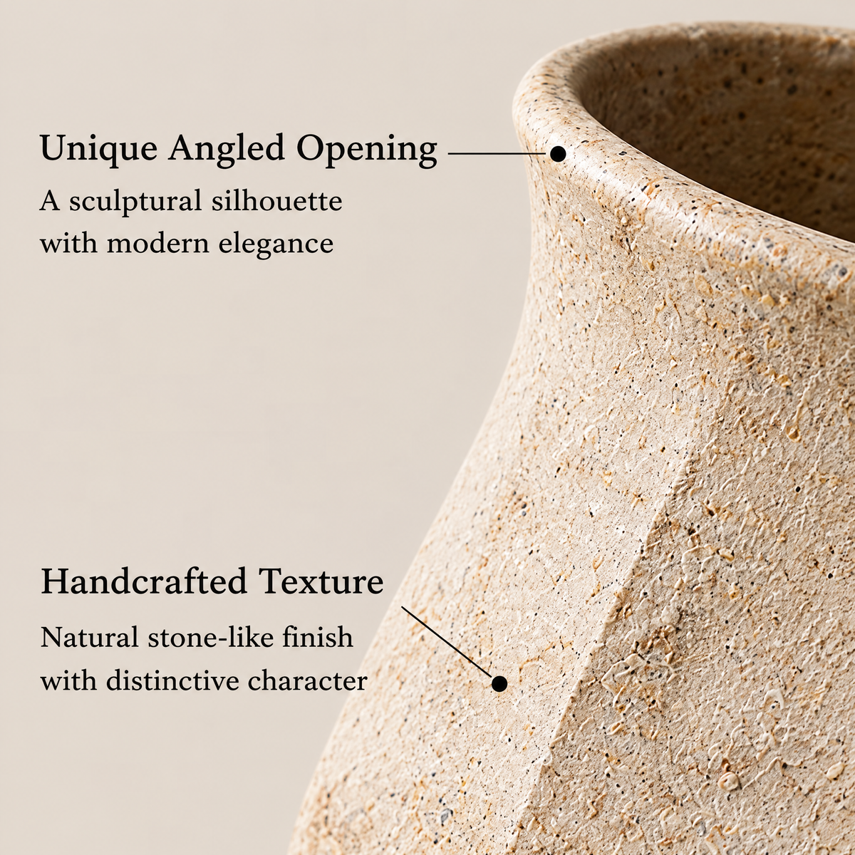 Gavqori™ Faceted Stone Texture Ceramic Vase