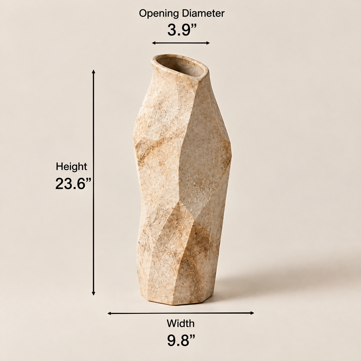 Gavqori™ Faceted Stone Texture Ceramic Vase