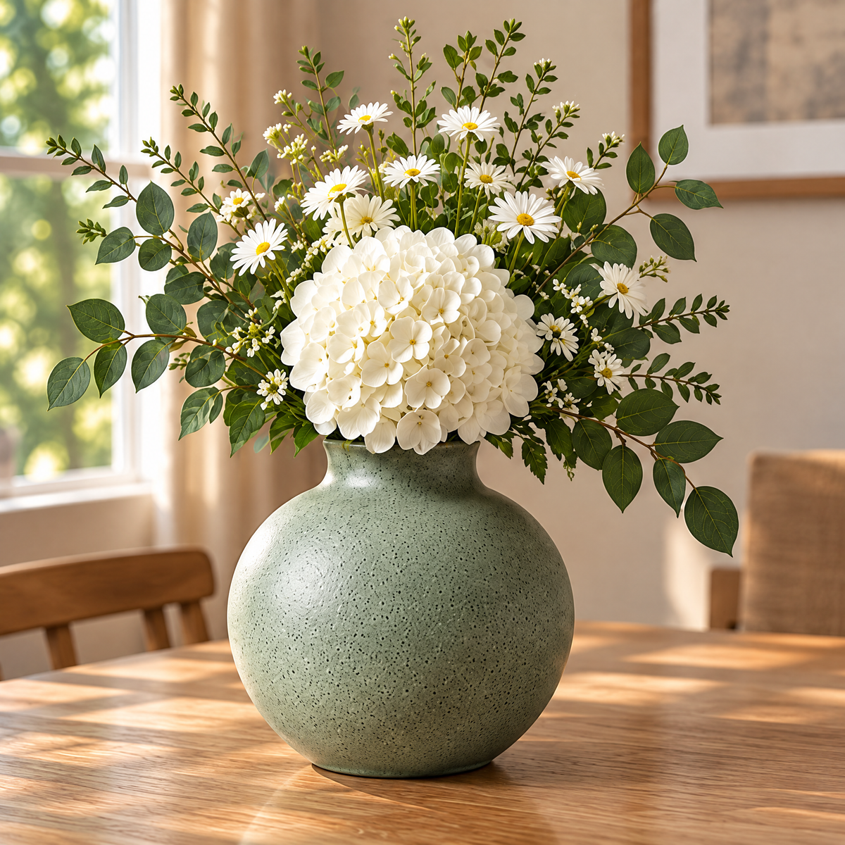 Gavqori™ Sage Speckled Round Vase