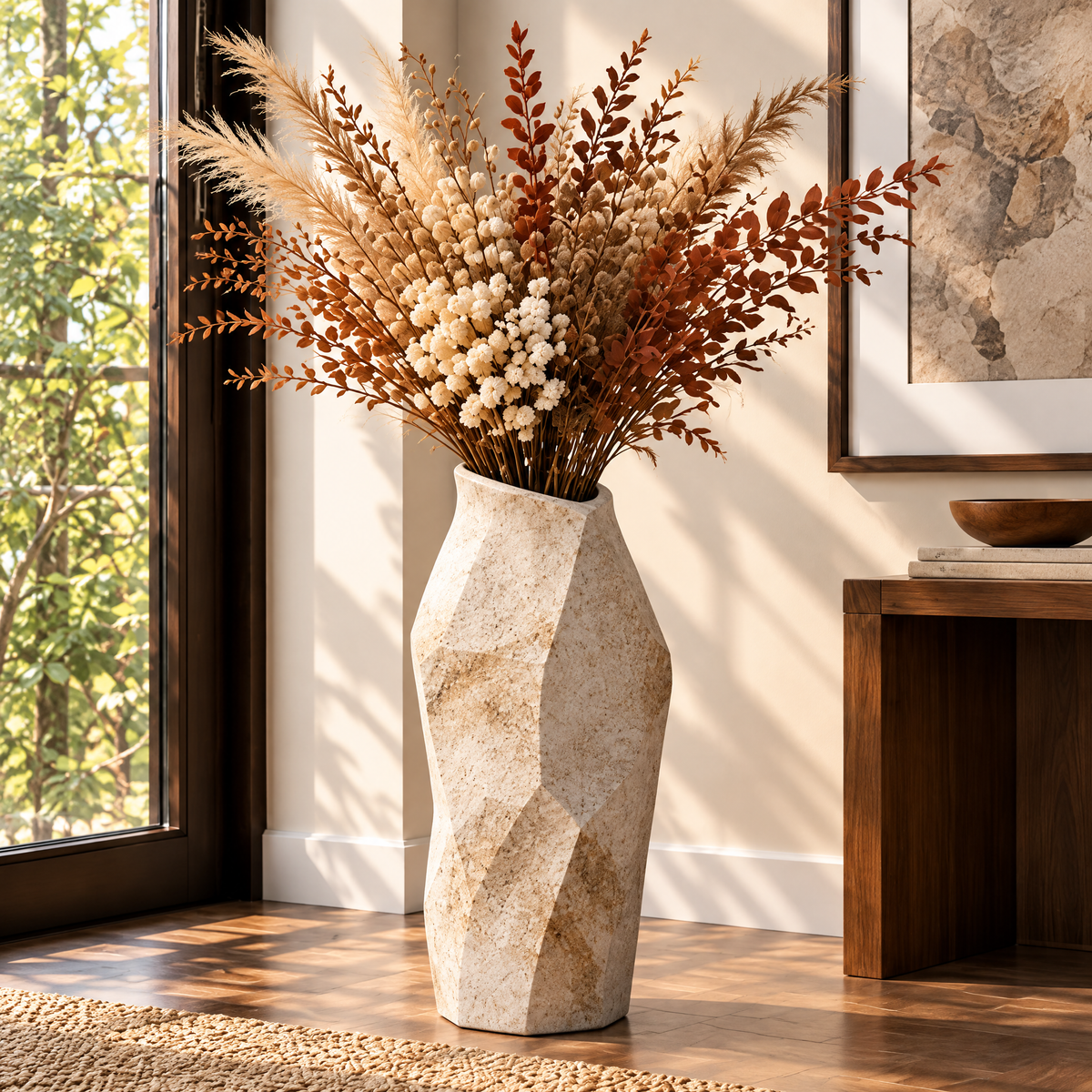 Gavqori™ Faceted Stone Texture Ceramic Vase