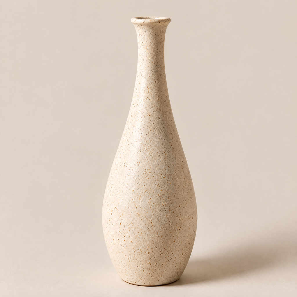 Gavqori™ Ivory Speckled Narrow Ceramic Vase