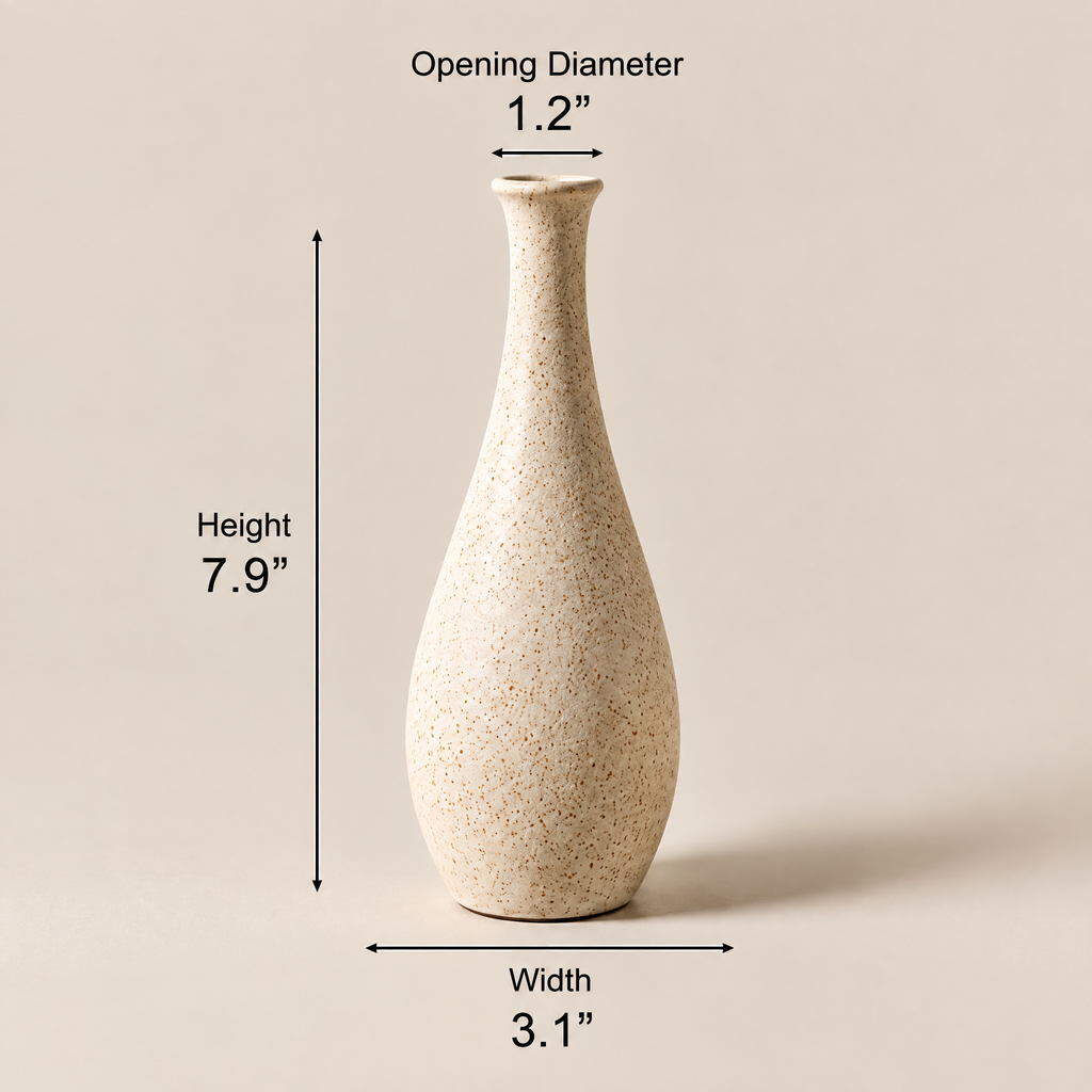 Gavqori™ Ivory Speckled Narrow Ceramic Vase