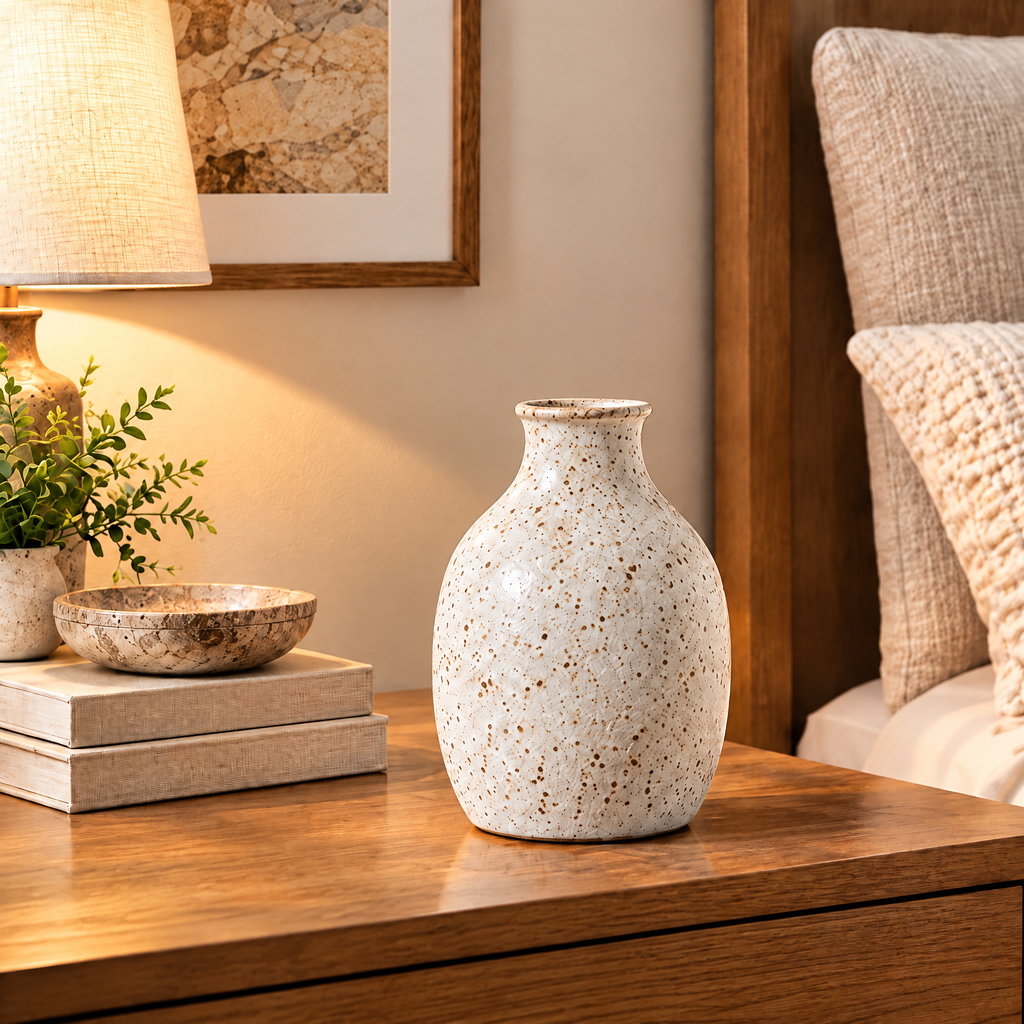 Gavqori™ Rounded Speckled Stoneware Vase
