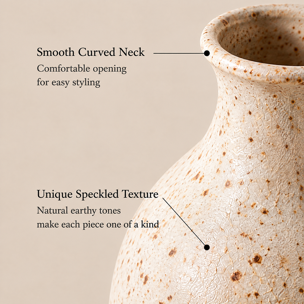 Gavqori™ Rounded Speckled Stoneware Vase