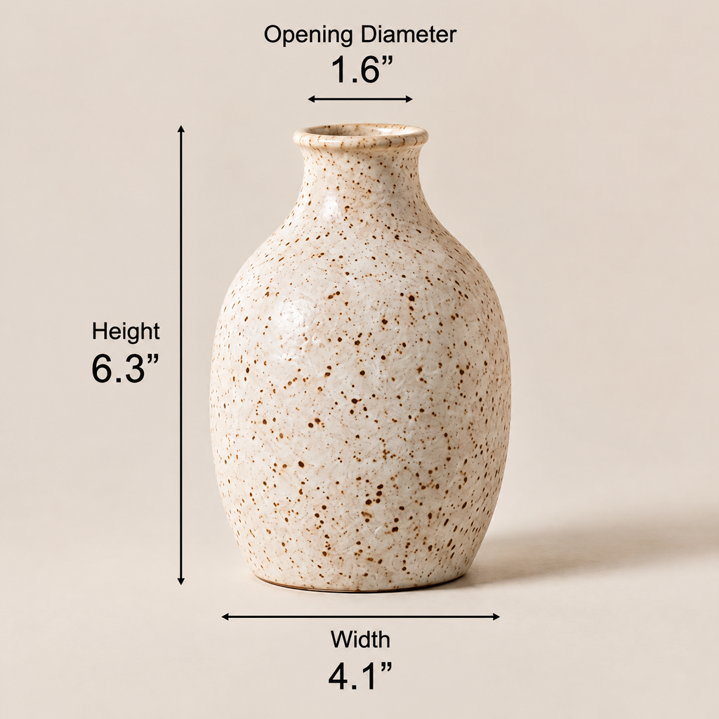 Gavqori™ Rounded Speckled Stoneware Vase