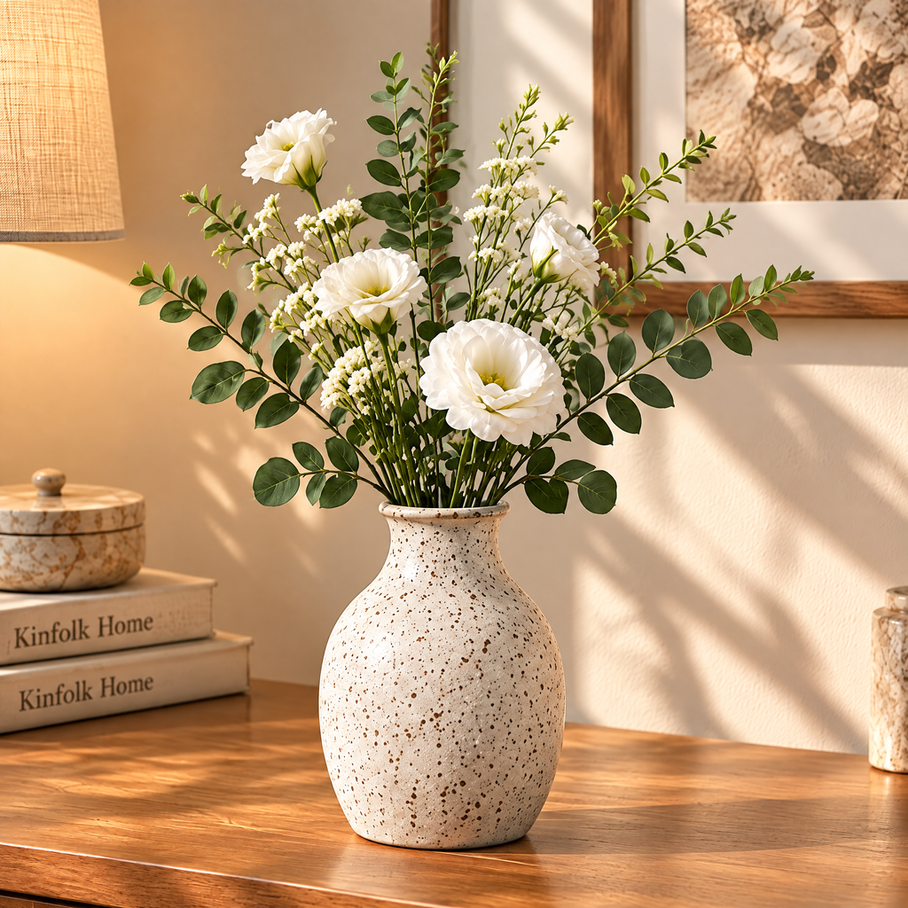 Gavqori™ Rounded Speckled Stoneware Vase