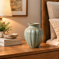 Gavqori™ Ribbed Reactive Glaze Ceramic Vase
