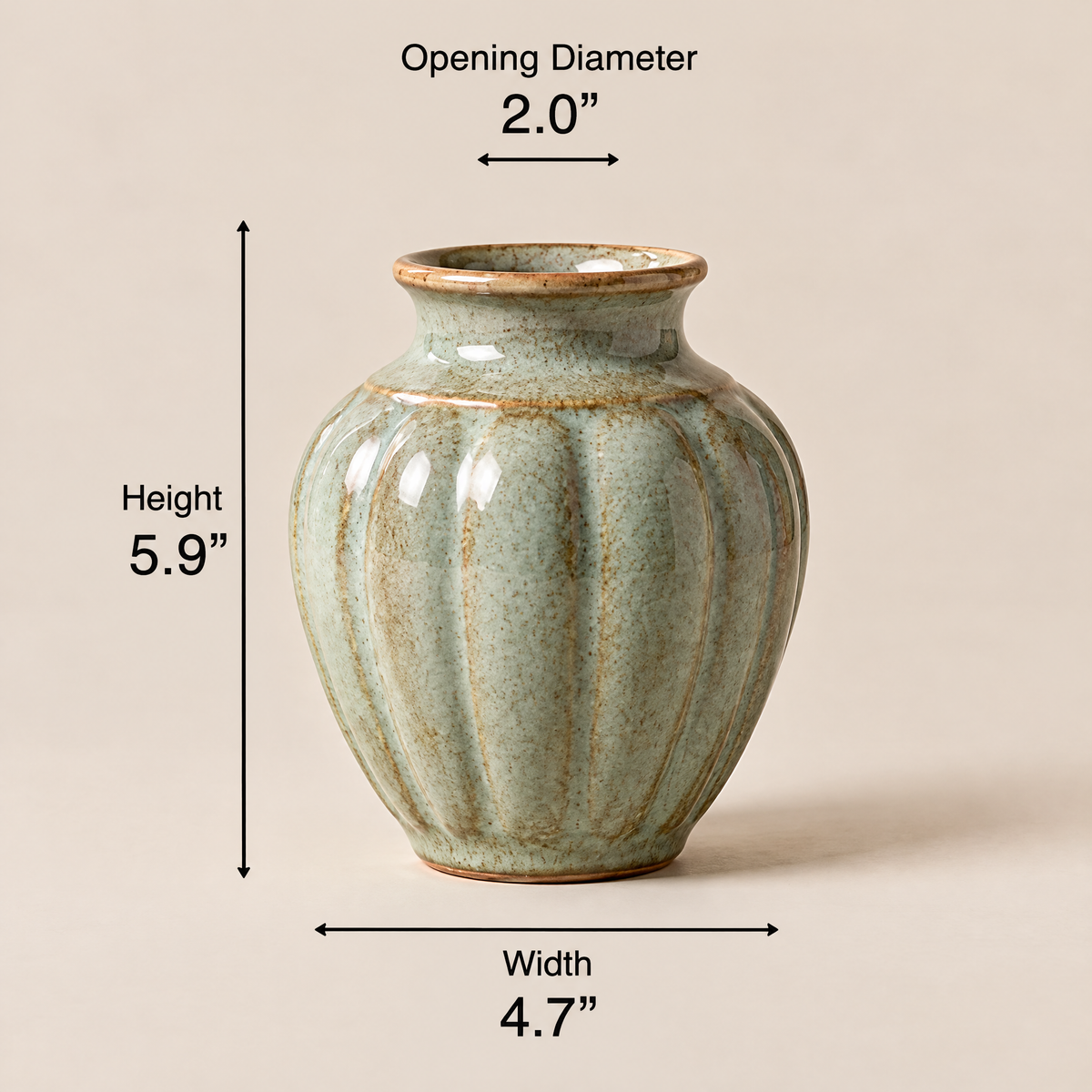 Gavqori™ Ribbed Reactive Glaze Ceramic Vase