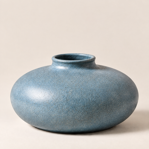Gavqori™ Blue Speckled Low Bowl Vase