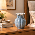 Gavqori™ Wavy Rim Reactive Glaze Ceramic Vase