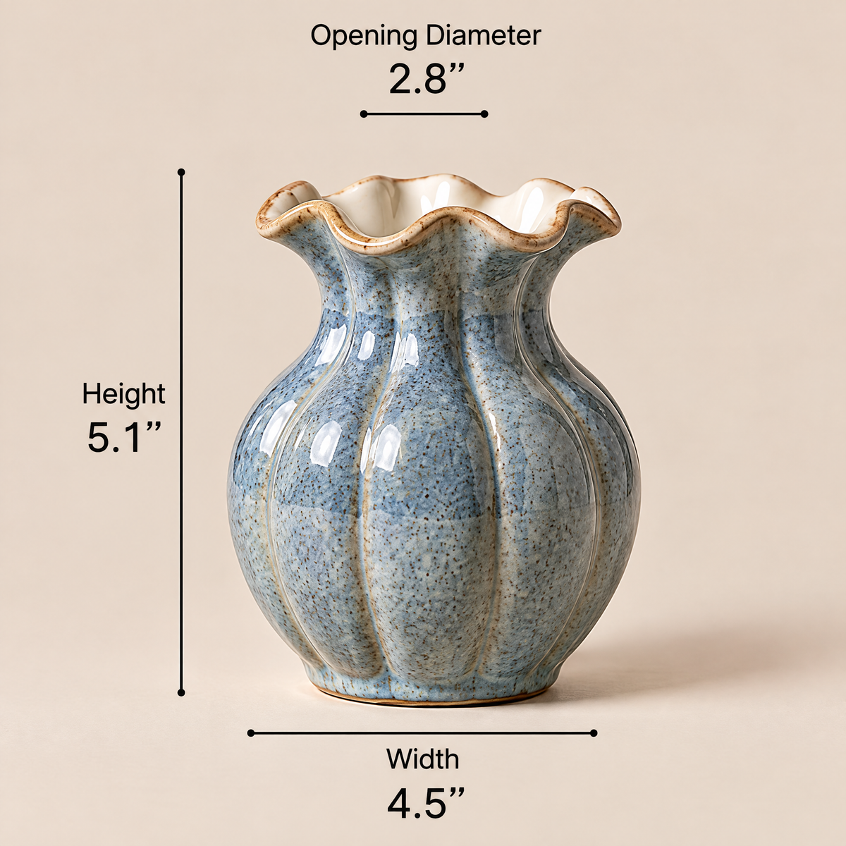 Gavqori™ Wavy Rim Reactive Glaze Ceramic Vase