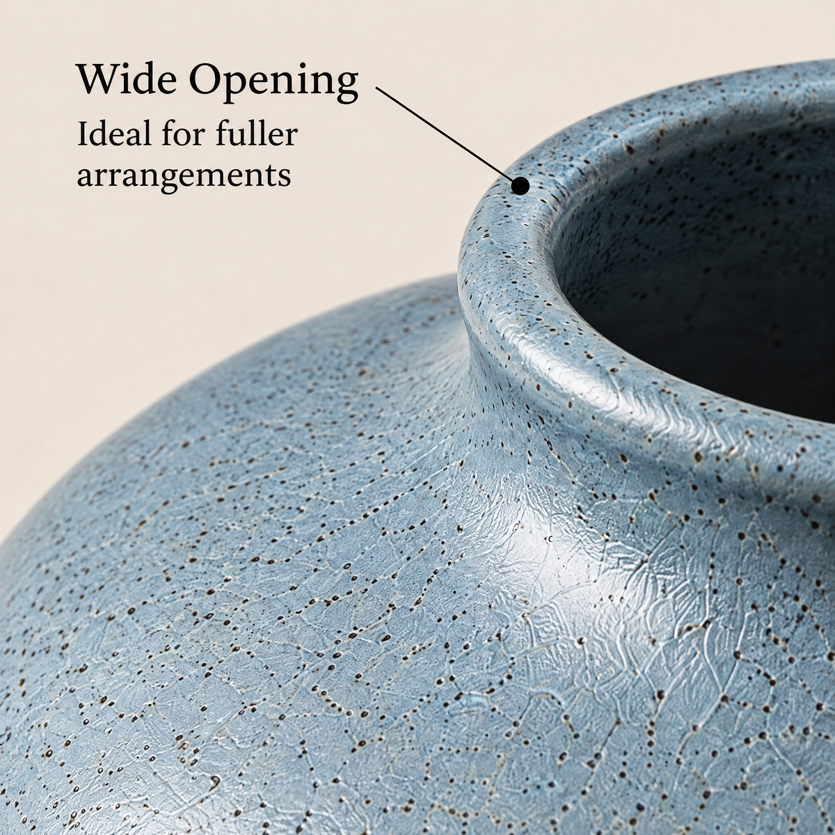 Gavqori™ Blue Speckled Low Bowl Vase